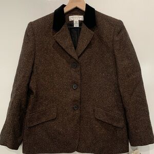 Jones New York Brown tweed blazer with Black Collar NWT size 10P